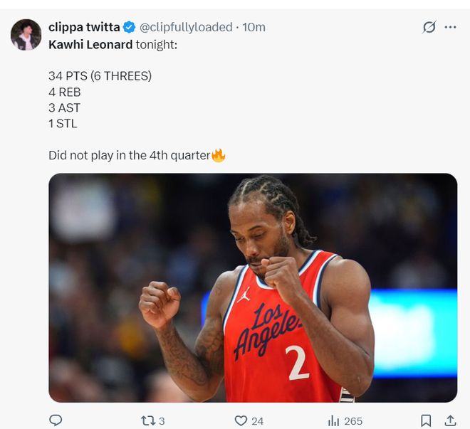 伦纳德连续55场20+助快船掀翻独行侠